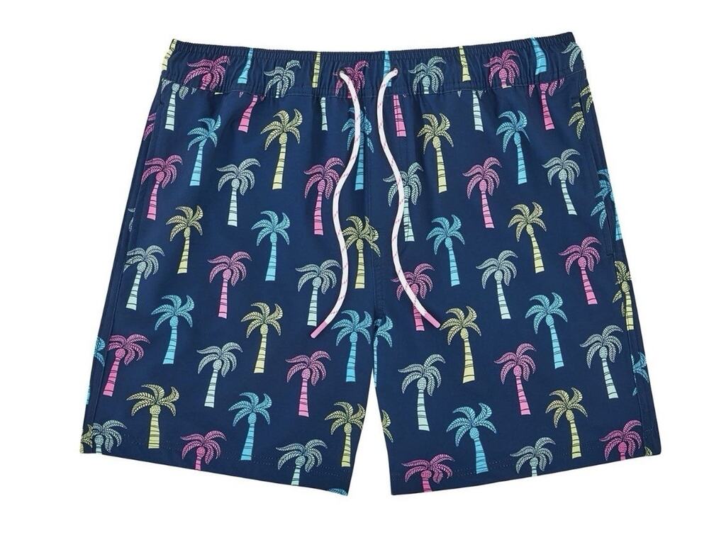 Member's Mark Men's Resort Swim Trunk Navy Palm Trees Size XL